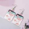 Pendientes Retro Geométricos de Flamenco - Acrílico con Bloques de Color Impreso en 3D