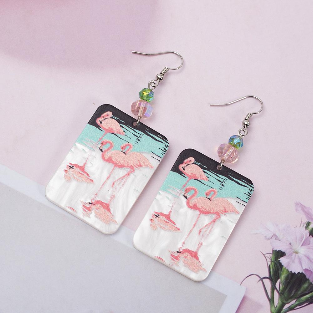 

Retro Geometric Flamingo Earrings - 3D Printed Color Block Acrylic