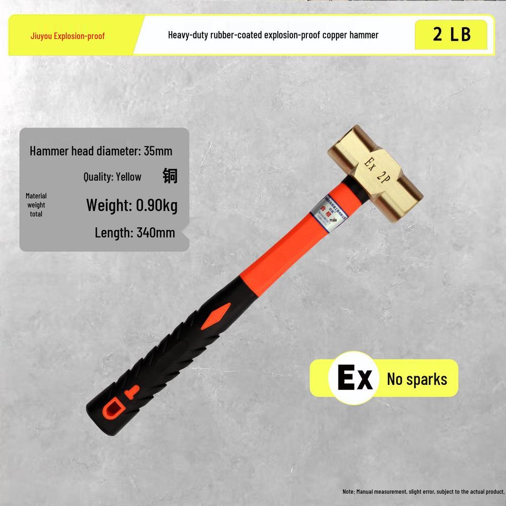 Explosion-Proof Non-Sparking Brass Sledgehammer - Octagonal Copper Alloy, 2lb, 4lb, 8lb Options