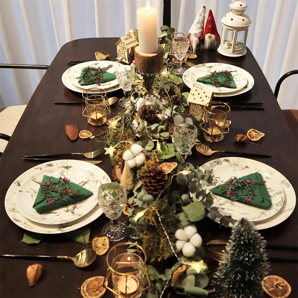 6 stücke mit Red Berry Weihnachten Kiefer Nadel Serviette Ring PVC Serviette Schnalle Serviette Halter Hochzeit