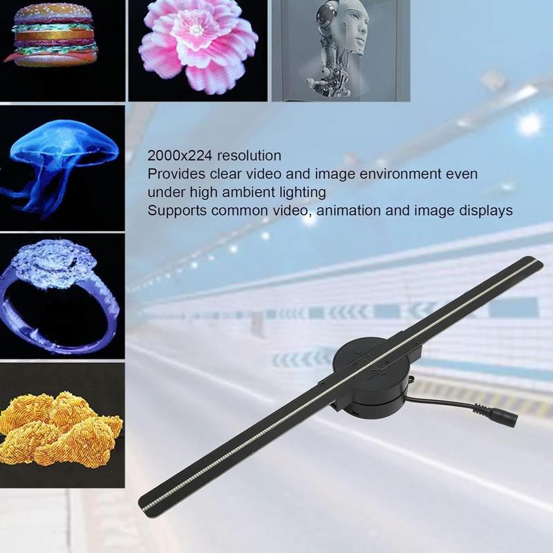 3D Hologram LED Fan Projector 16.5in LED Fan Hologram Full Color Projector with 244 LED Lights 2000x224 Resolution Projector