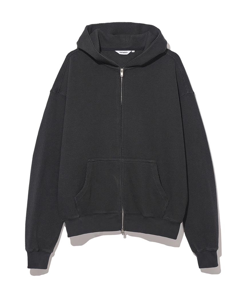 Partimento Heavy Waffle Zip-Up Hoodie Black