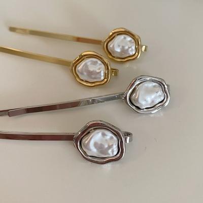 1PC Korean Style Simple New Irregular Shaped Pearl Barrettes Alloy Forehead Bang Clip Exquisite Side Clip Hairpin for Women