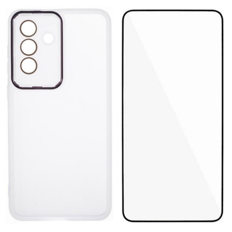 For Samsung Galaxy A26 5G TPU Case WANLONFENG DKSM Series Electroplated Frame Back Cover with Tempered Glass