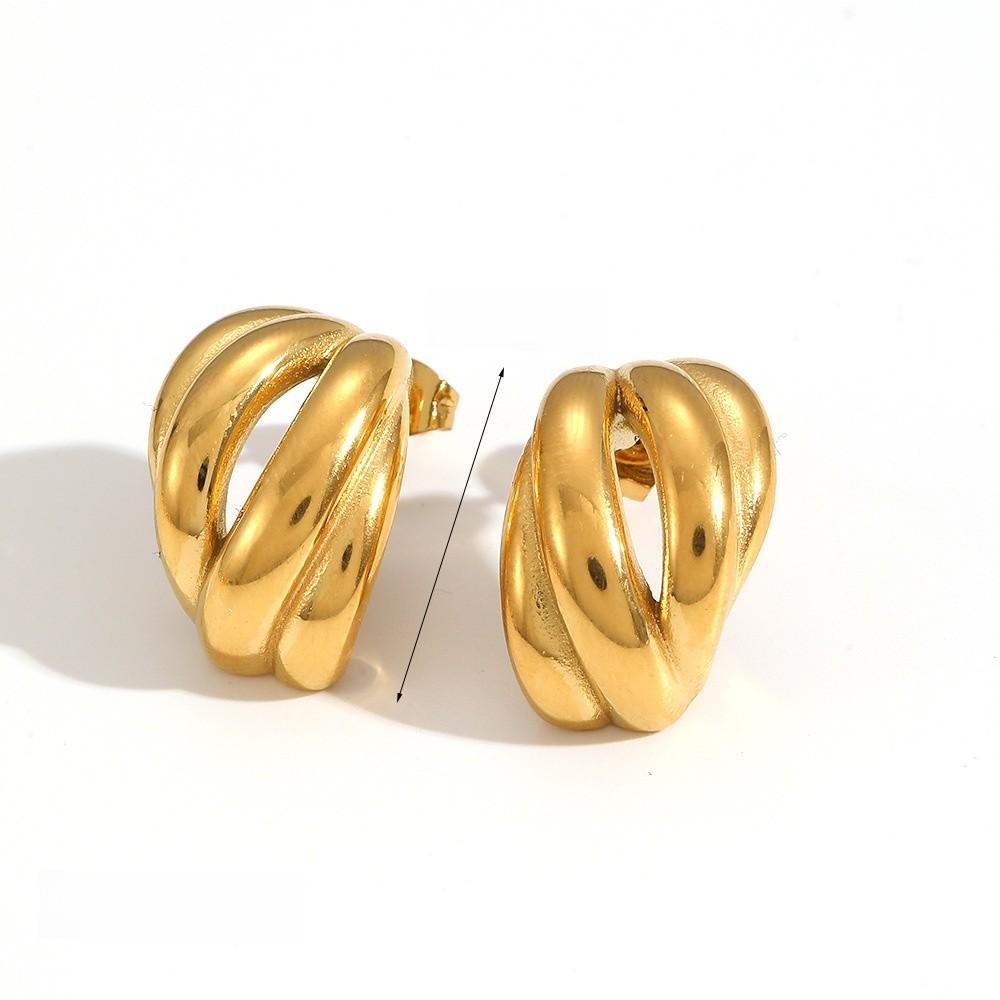 Geometric Titanium Steel Earrings For Women Unique Asymmetrical Studs Jewelry