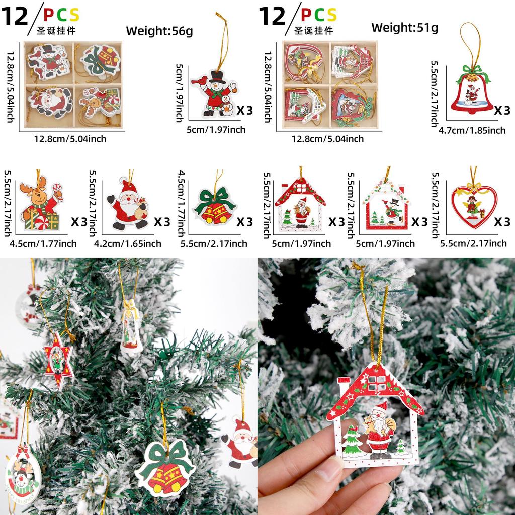 Adorable Wooden Christmas Ornaments Set Featuring Santa And Reindeer In Charming Designs