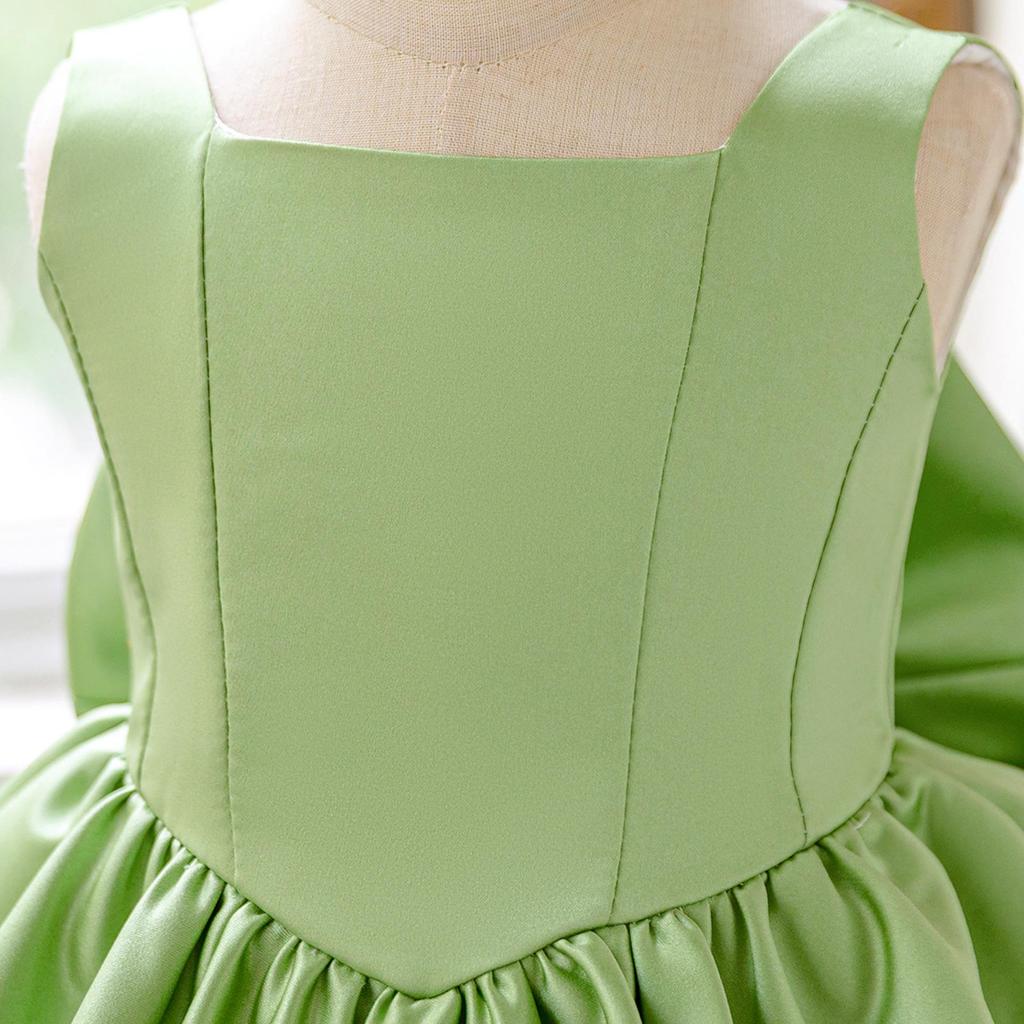 Mädchen Prinzessin Geburtstags Kleid - Einfarbig mit Puffschleife für Klavierauftritt & Partys