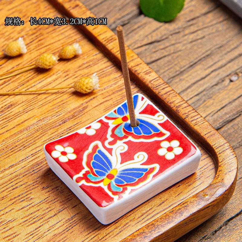 1pc Japanese Blossom Incense Burner Home Ceramic Decor Stick Holder Aromatherapy Censer Office Teahouse Ornament