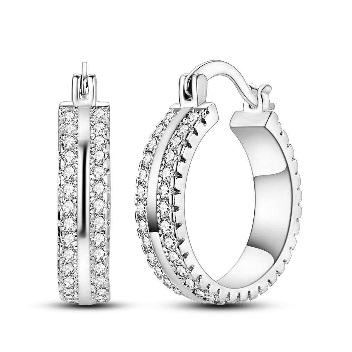 925 Silver Plated Hoop Earring Heart Round Shape Pendientes Geometric Jewelry