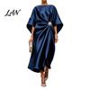 Lightweight Summer Dress Women's Satin Batwing Sleeve Maxi Dress, Rhinestone Accent Crew Neck Elegant Solid Color Evening Party A Line Formal Wedding