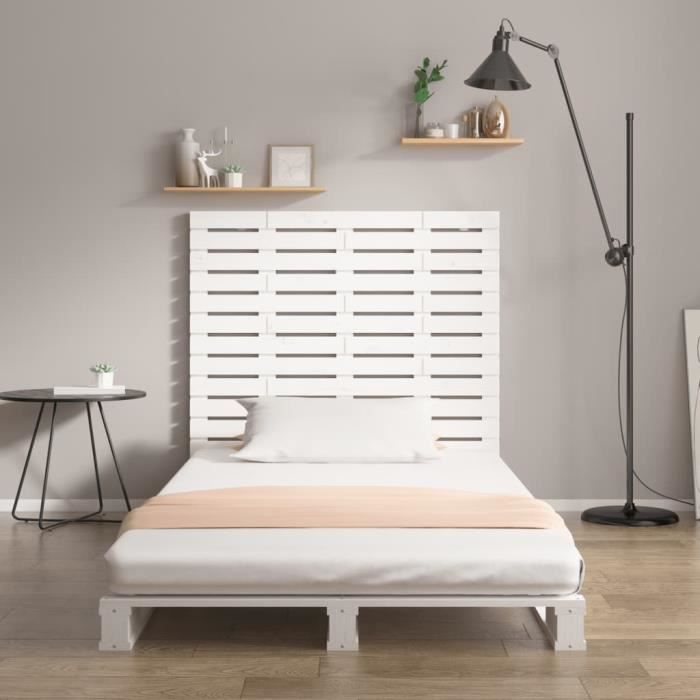 VidaXL Wall-mounted Headboard White 96x3x91.5 Cm Solid Pine Wood 824674