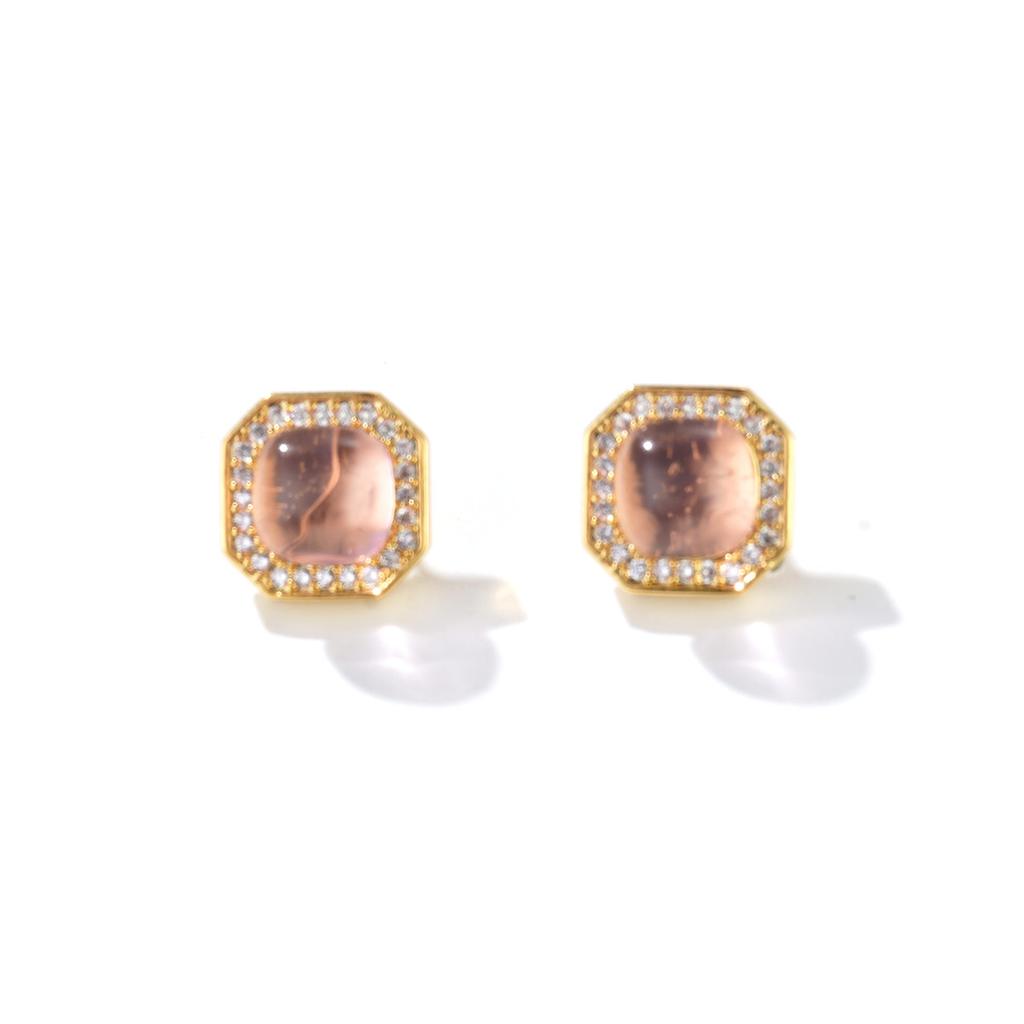 Light luxury fashion geometric color dopamine series stud earrings zircon earrings niche simplicity