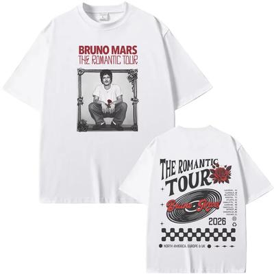 Bruno Mars The Romantic Tour T-shirt 2026 Album Tour Clothes Original Design Male Cotton Graphic Printing High Quality T-shirts