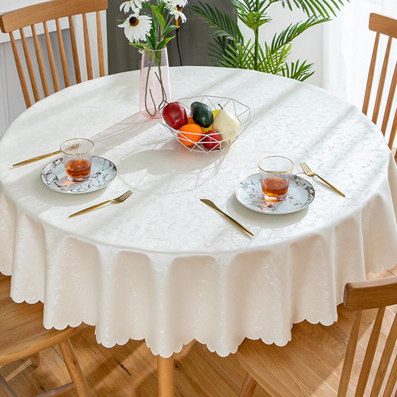 Round PVC Tablecloth Waterproof Insulate Plastic Oilproof Printed Pattern Wedding Party Restaurant White Table Cloth Decoration
