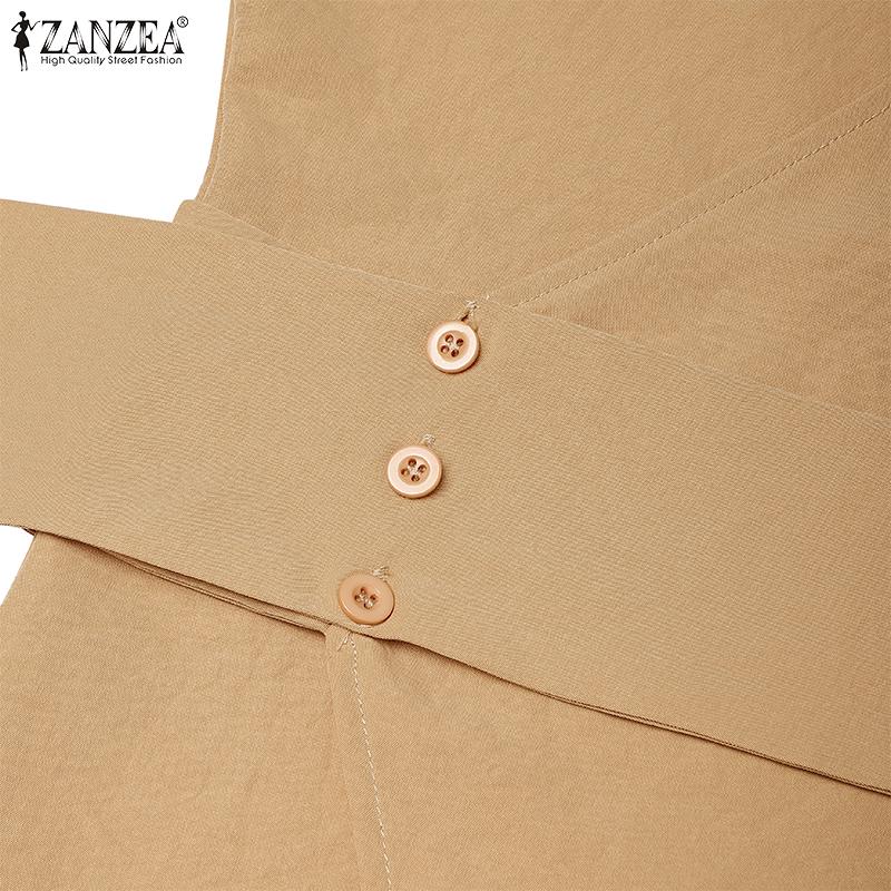 ZANZEA Women Casual V Neck Short Sleeve Side Button Irregular Loose Blouse