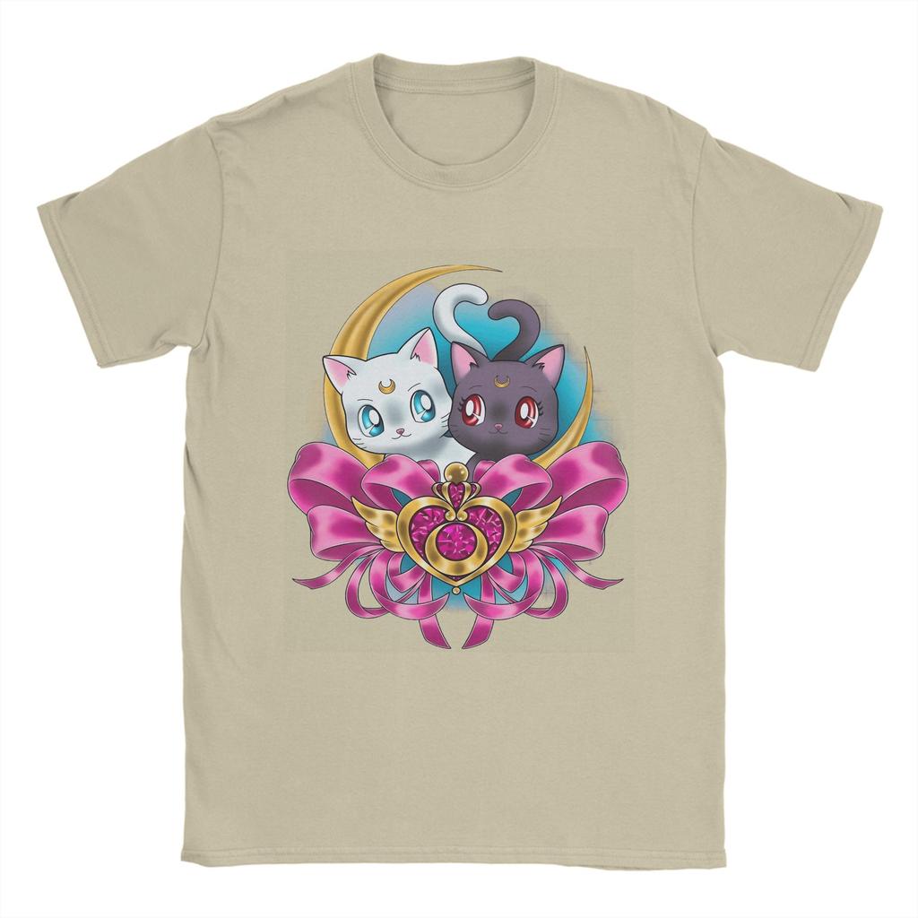 2026 Summer Unisexs Sailor Moon Cats T Shirts 100 Cotton Tops Casual Breathable Short Sleeve O Neck Tee Shirt Graphic TShirts