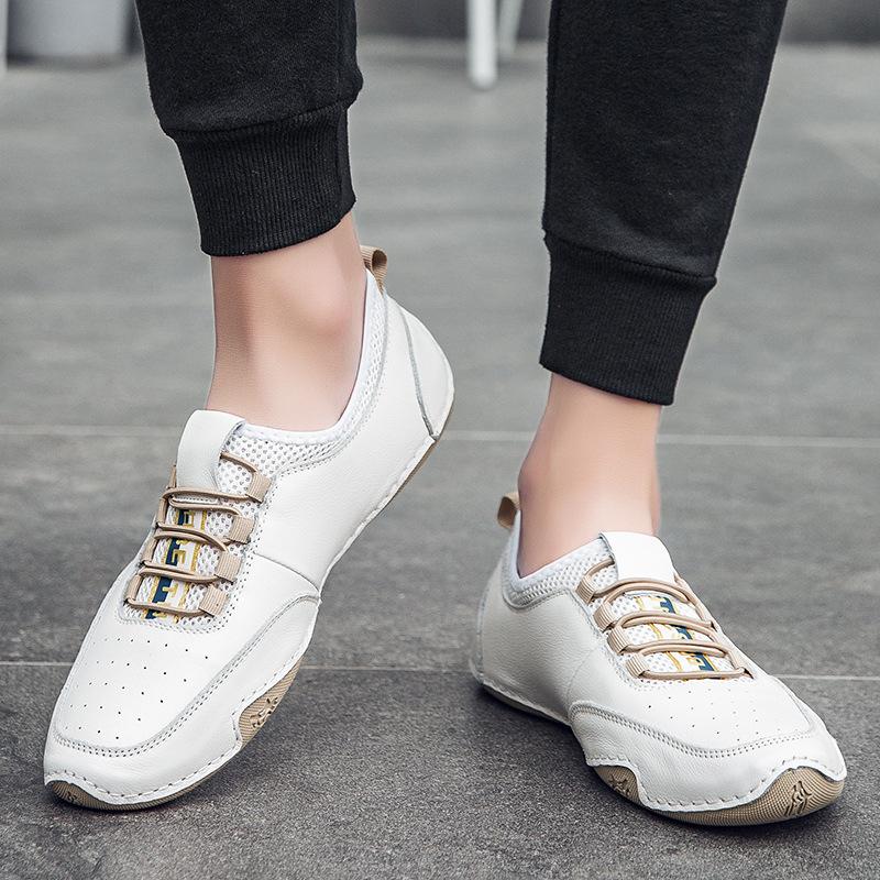 2025 summer new men's casual leather shoes hand-sewn one-pedal driving beanie shoes octopus men's shoes