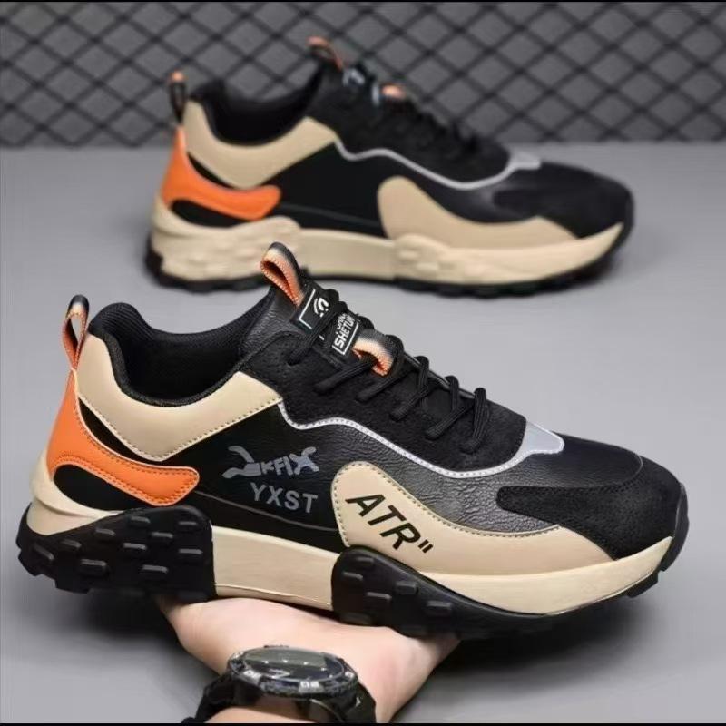 Spring men's shoes trend versatile men's sports shoes leather Martin shoes breathable soft sole running shoes student casual shoes