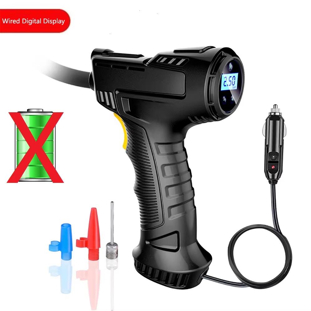 Handheld Car Air Compressor 120W Rechargeable Wireless/Wired Air Pump Portable Car Tire Inflator Digital Display and Pointer Suitable for Car and Bike