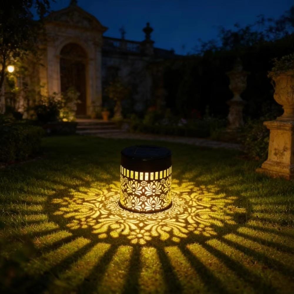 Hollow Solar Projection Lamp Flower Design Wall Mount Lamp Practical Outdoor Garden Light House