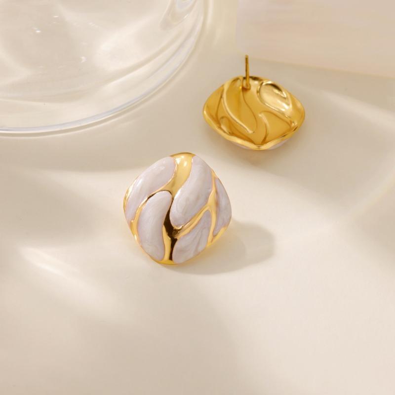 New retro temperament stud earrings love dripping oil high-end niche stainless steel earrings earrings women