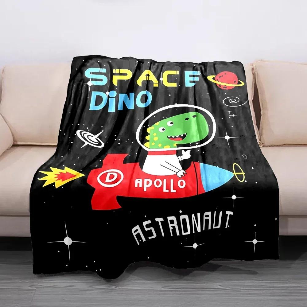 Dinosaur Print Flannel Throw Blanket Soft Warm Bed Cover for Bedroom Sofa Picnic Outdoor Leisure Nap Trip Gift