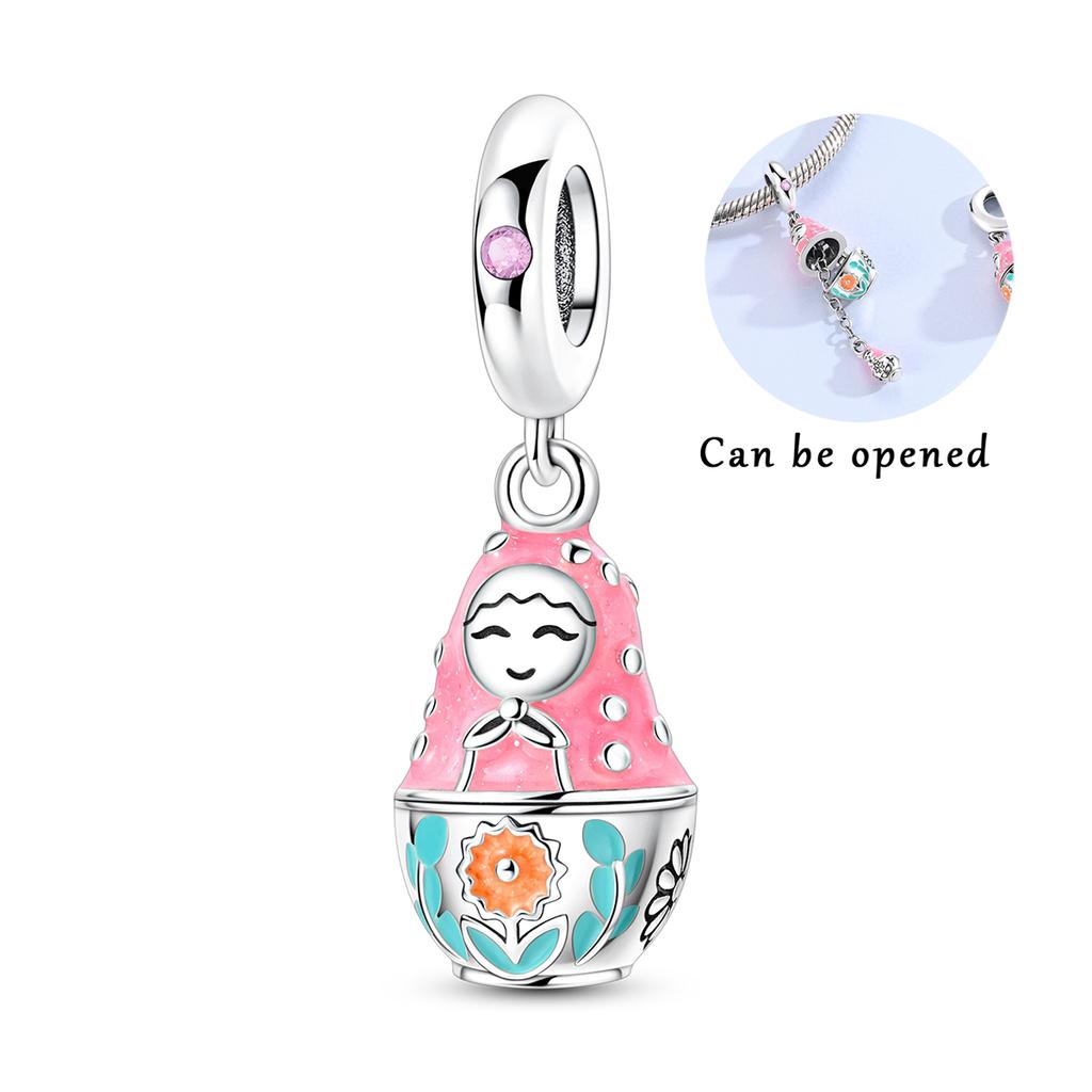 Rosa Serie Charms 925 Silber Originale Für Frau Anhänger Perlen Passend Armbandherstellung Modeschmuck