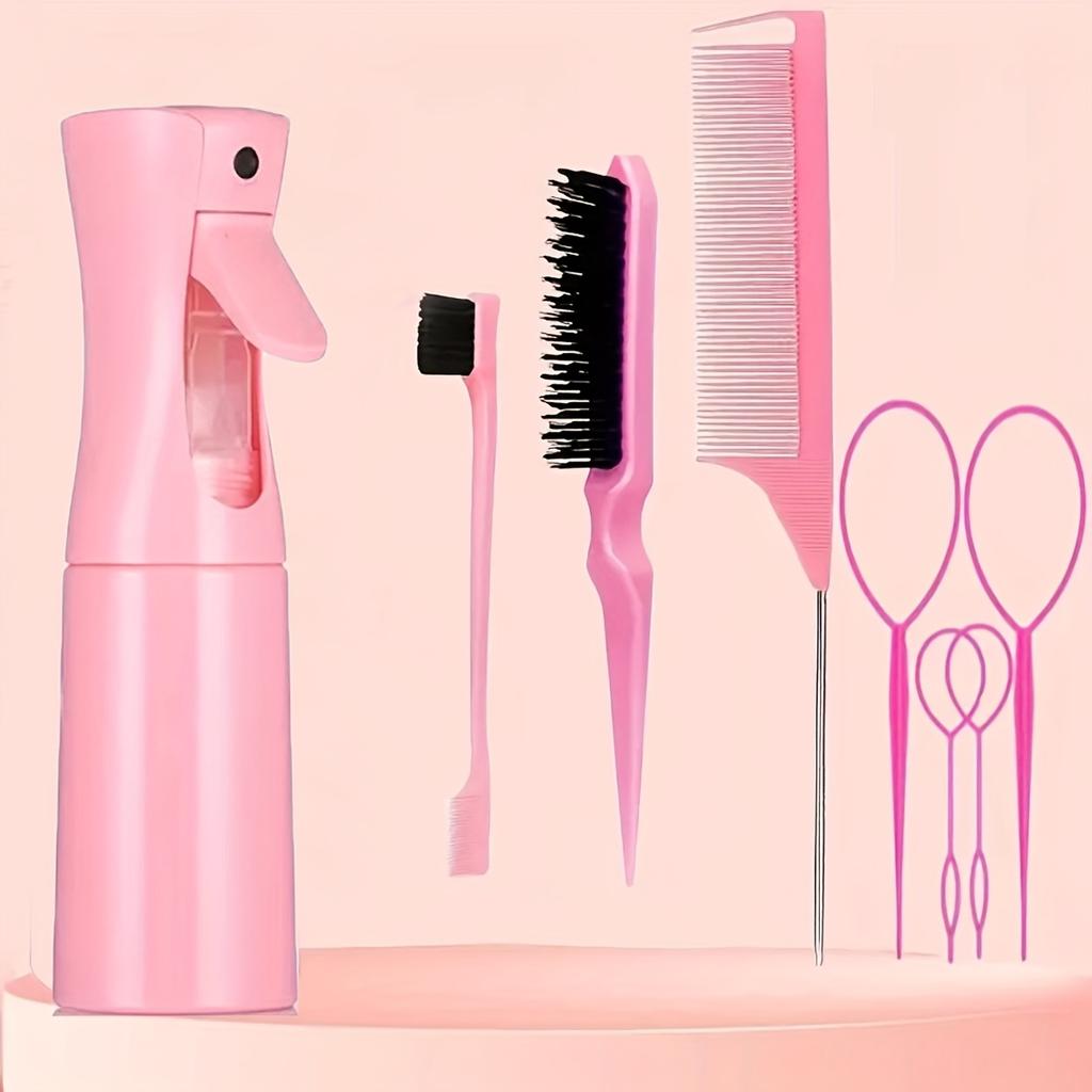 8pcs Hair Braiders Set with 200ml Water Spray Bottle Rat Tail Edge Comb Teasing Brush Hair Beauty Styling Accessories Kit