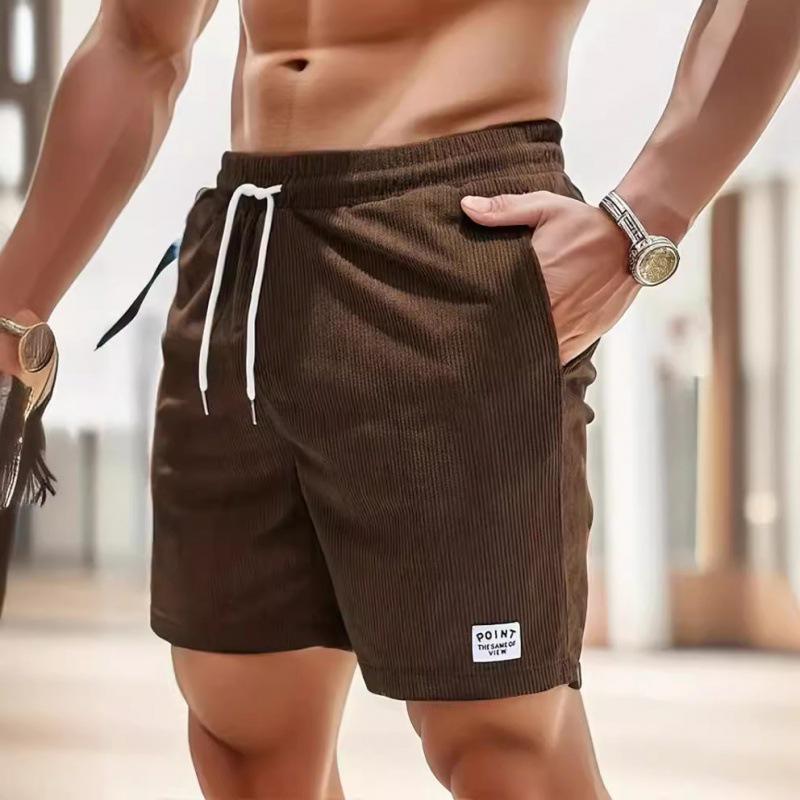 Pantaloncini Sportivi da Uomo in Velluto a Coste Monocolore con Lacci 2026