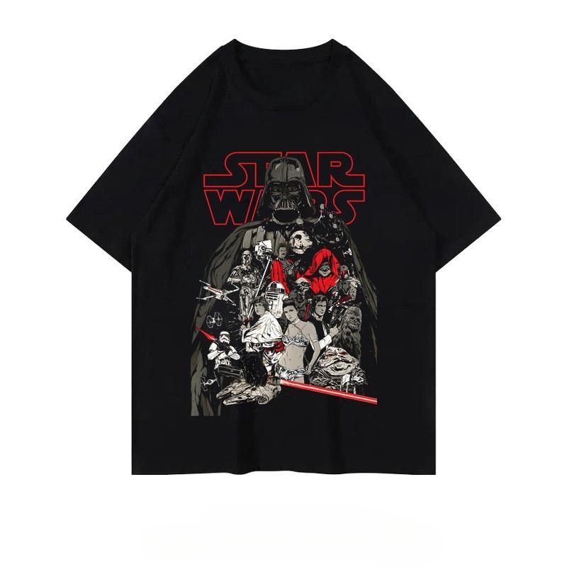 Star Wars Commemorative Edition Pure Cotton Men and Women Short Sleeved Cartoon Printed Short Sleeved Casual Parentchild Top