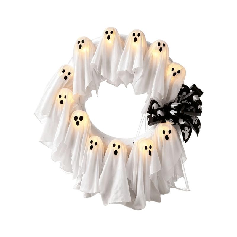 Lighted Character Wreath For Entry Display, 12 Warm Lights, Remote Control, Dimmable 8 Modes, Indoor Timer Accent