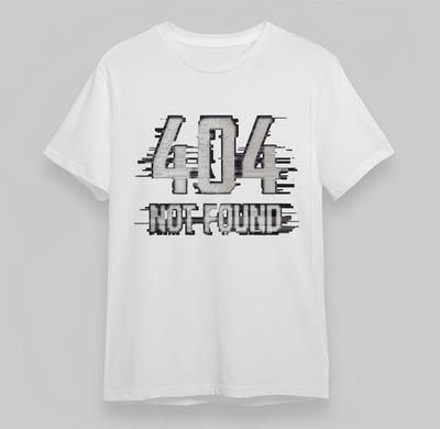 T-Shirt da Uomo Taglie Forti con Grafica Glitch Digitale 404 Bianca 100% Cotone Top USA