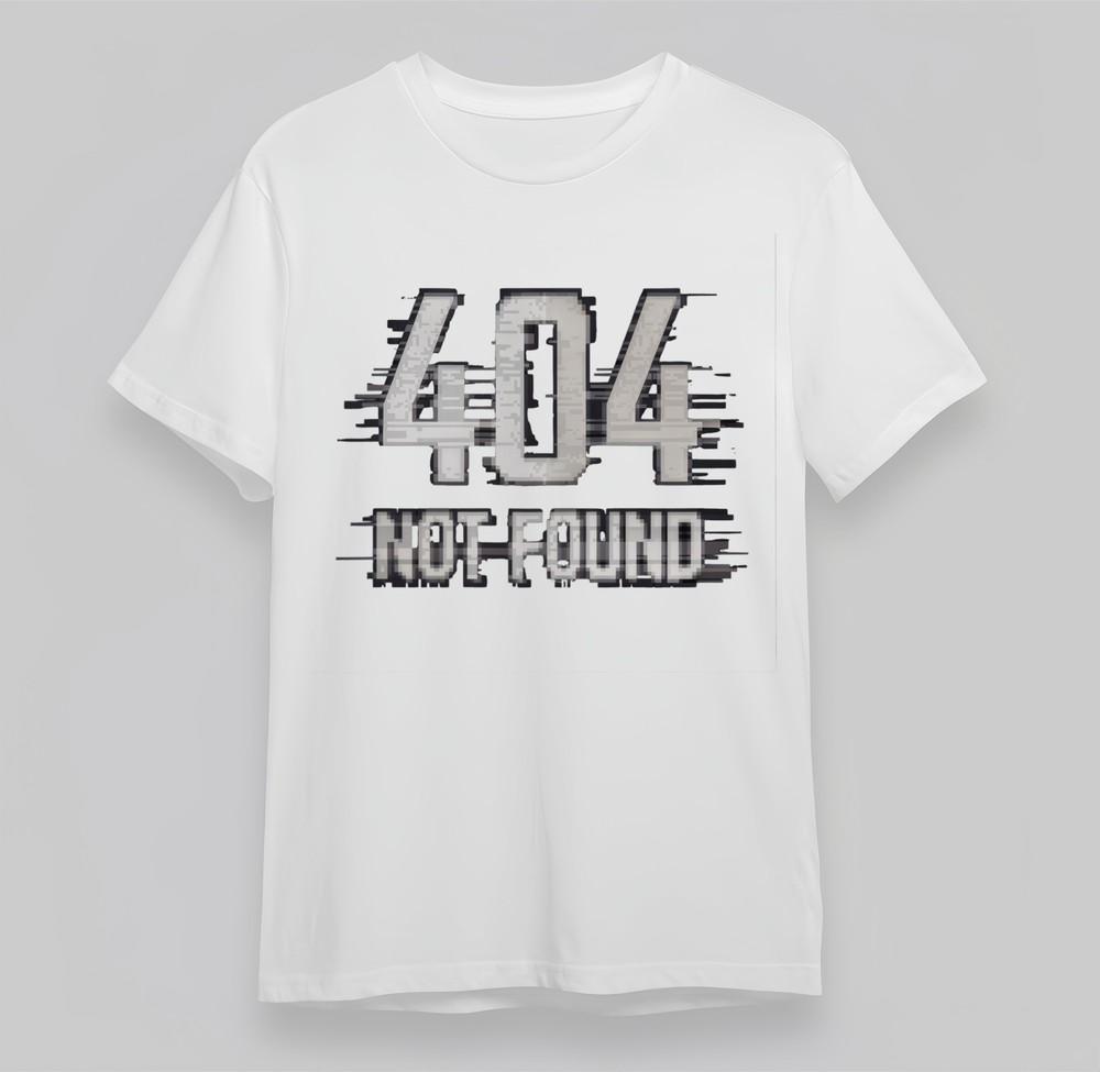 

Men s Plus Size T-Shirt With Digital Glitch 404 Graphic White 100%Cotton Top USA M