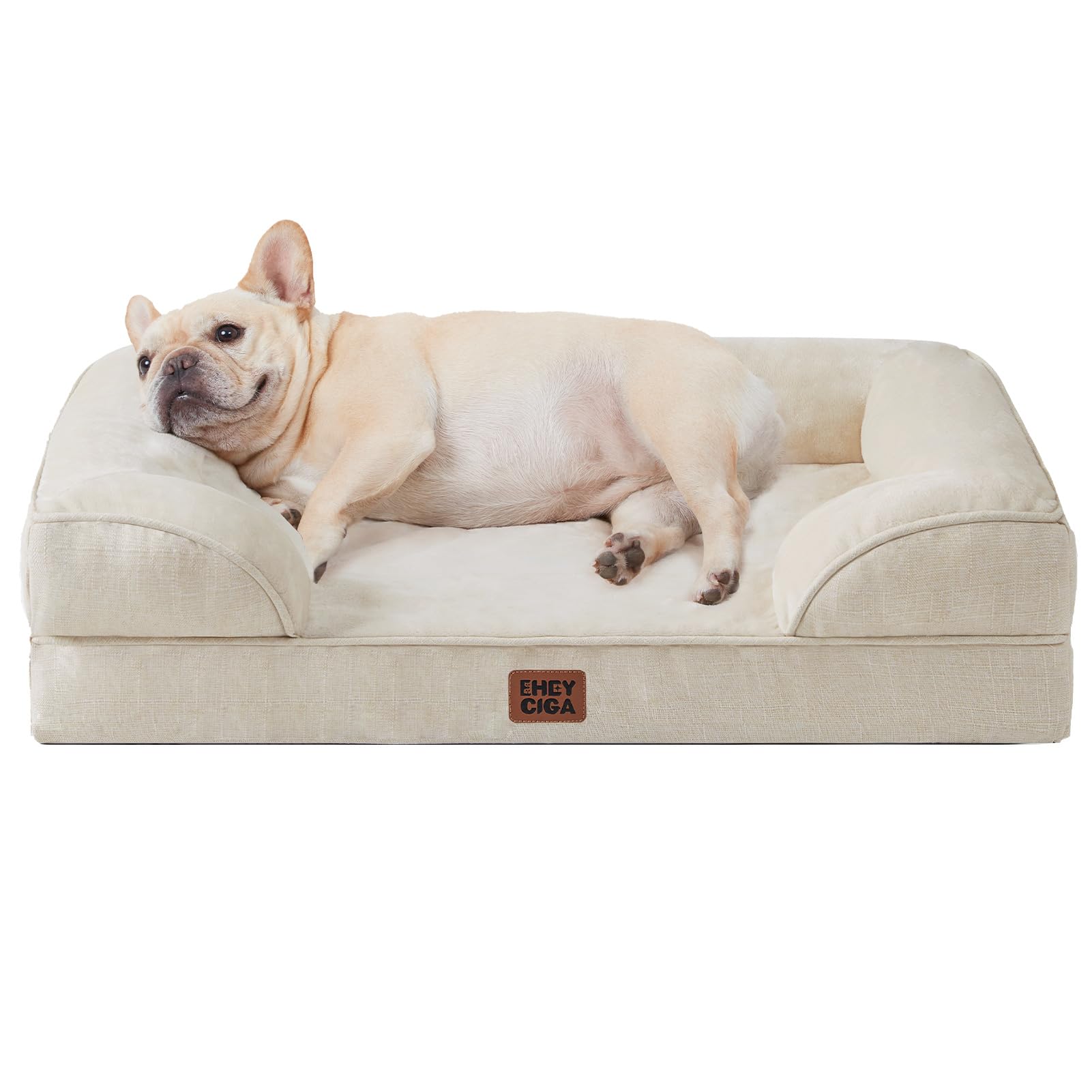 

EHEYCIGA Dog Bed, Winter Pet Bed, Waterproof, Washable, Dog Cushion, High Rebound, Removable Cover, Non-Slip, All Season, Small to Medium Dogs (76x51x