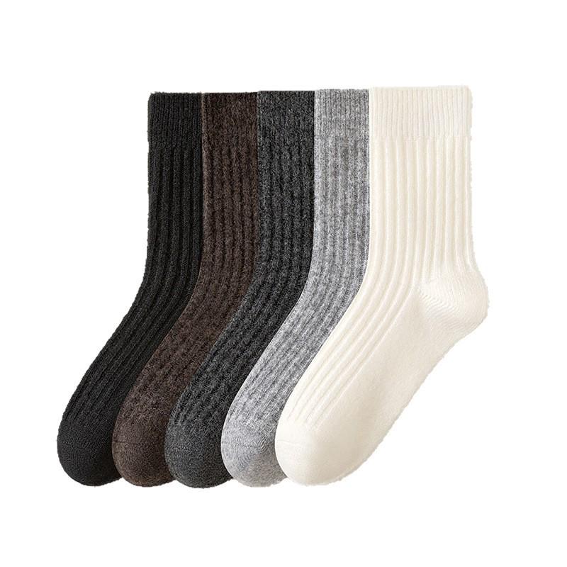 Men's Autumn & Winter Wool Socks - Double-Needle, Velvet Lined, Mid-Calf, Warm Cashmere, Casual & Business.