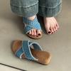 One-pedal Flat-bottomed Sandals Women's New Summer Outer Wear Casual Vacation Style Versatile Cross with Cool Slippers Tide