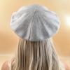 French Women's Wool Knit Striped Beret: Warm, Elastic, Brimless Winter Hat