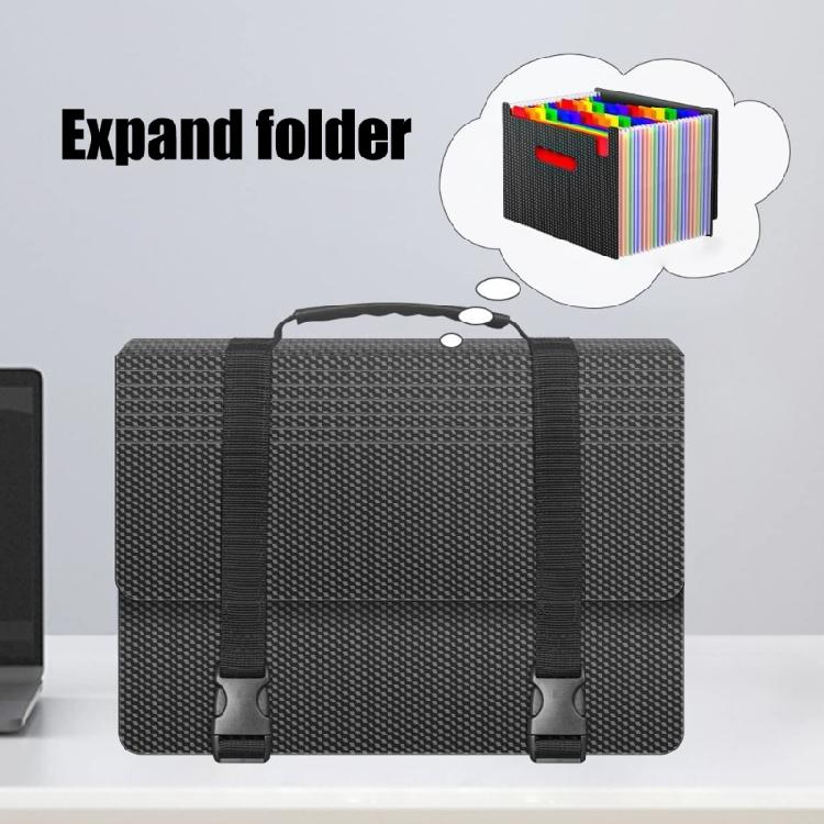 25 Compartments Expandable File Organiser Filing Bag with Handle Plastic Document Organiser for Offices 13x9.6Inch