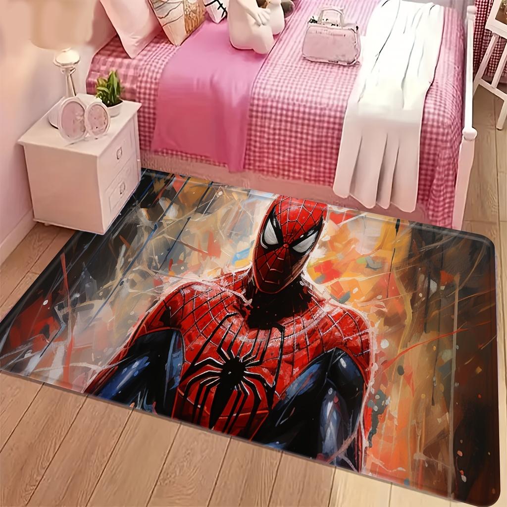 Marvel 1pc Cartoon Print Doormat, Spider-Man Red Suit Abstract Brushstroke Background Decorative Pattern, Easy to Clean, Suita