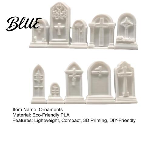 3D Printed Graves for Models 10Pcs Mini Tombstone Unpainted Gravestone Model Kit Micro Cemetery Miniature Tabletop Decor Diorama Accessories,