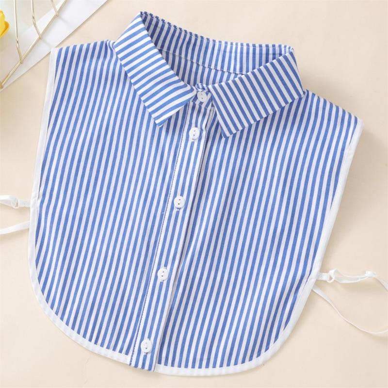 Colletto Falso Moda Con Strisce Bianche Collare Rimovibile Mezza Camicia Blusa Accessorio Professionale per Ufficio