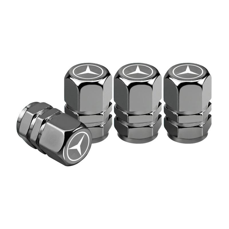 4PCS Car Metal Wheel Tires Valve Caps For Mercedes Benz MB Badge New B/C/E Class A Class C200L GLC GLK New CLA GLA Accessories