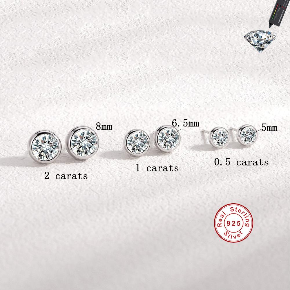 Cbtb Classic S925 Silver Round Moissanite Earrings for Women Wedding Luxury Gemstone Jewelry