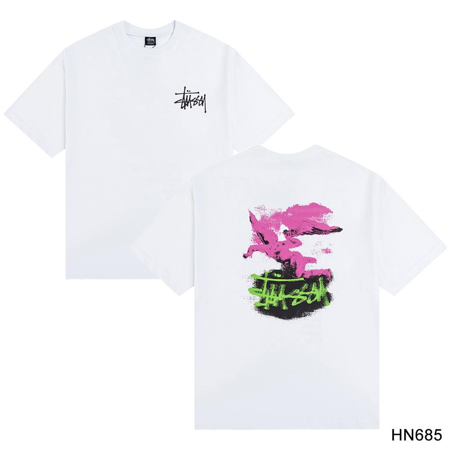 Stussy 2025 Sommer Neues Hochwertiges Rundhals-T-Shirt aus Baumwolle für Männer und Frauen Klassisches Logo mit neuem Musterdruck Paar-T-Shirt