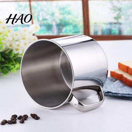 Tea Cup Drinking Mug Eco-friendly Handle Design Stainless Steel Water Storage Bottle for Camping