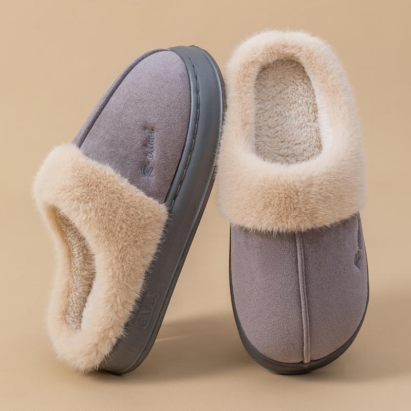 New Winter Warm Couple Style Concise Fluffy Slippers Women Men Non-slip Soft Cosy Slides Indoor Mule Ladies' Home Cotton Shoes