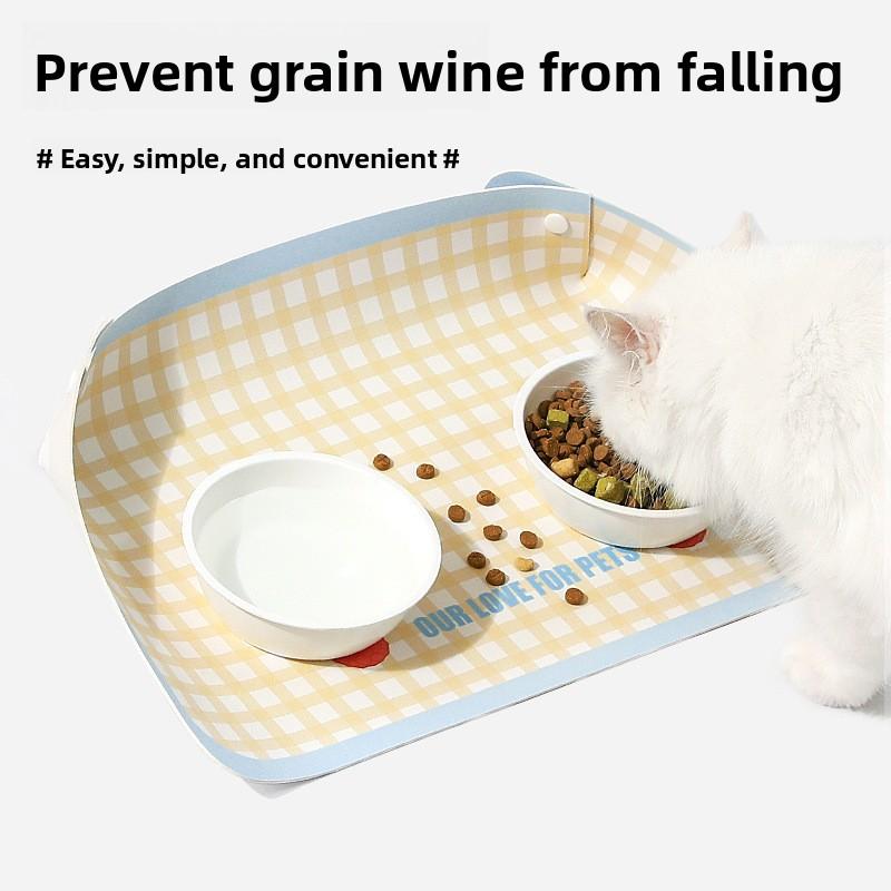 Spillproof Placemats, Pet Cat Bowl MATS, Waterproof and Oil-proof Leather Cat and Dog Bowls, Anti-slip MATS, Large and Small Placemats