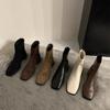 2025 Spring Autumn Women Modern Ankle Boots Fashion Square Toe Short Booties Ladies Casual Low Heel Shoes Botas Mujer