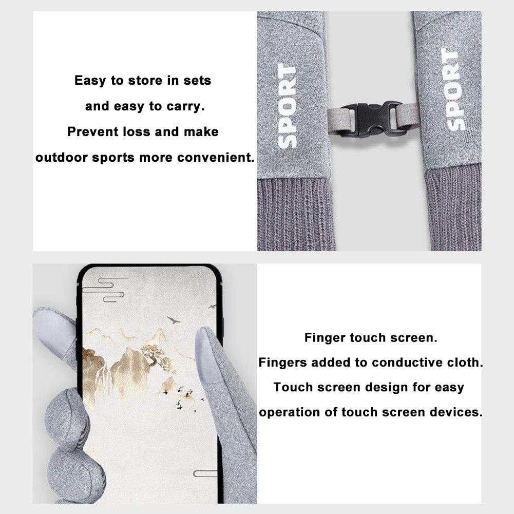 Autumn Winter Warm Men's Gloves Outdoor Cycling Sports Waterproof Touch Screen Glove For Men Women Plush Warm Slip-Proof Gloves