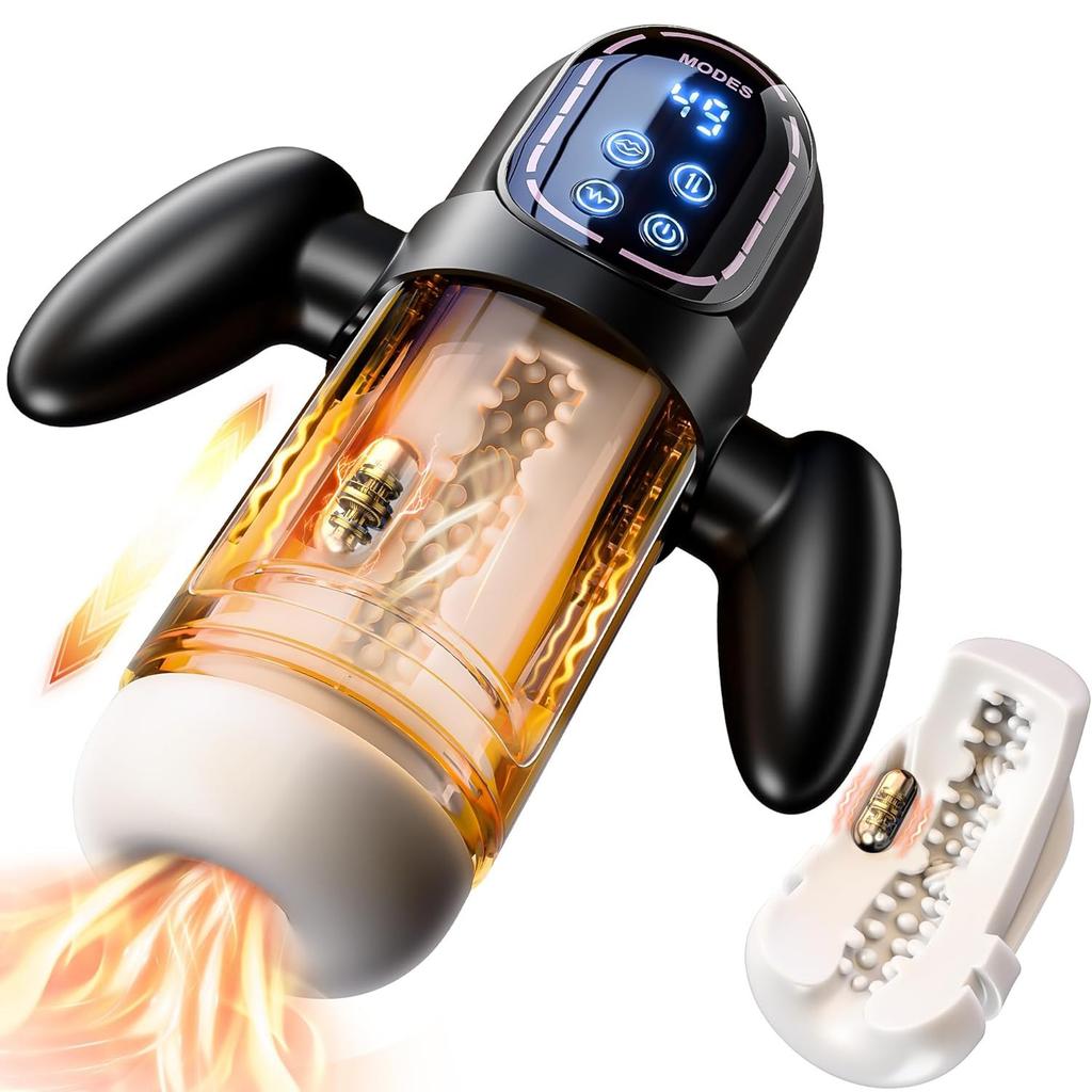 Male Masturbator Penis Pump, Sex Toy for Men with 4 Sucking 6 Vibrating & 9 Thrusting Modes, Sex Toys with 3D Realistic Tex